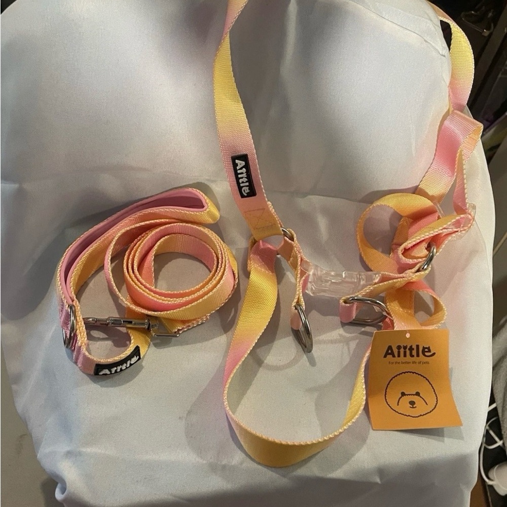 Dog Safety Harness - Pink and Yellow